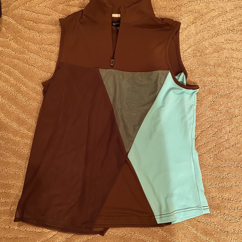 DNKY Golf Brown & Green Sleeveless Polo